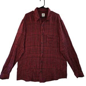 Zara Relaxed Fit Plaid Red/Black Women's Flannel Button Up Size XL